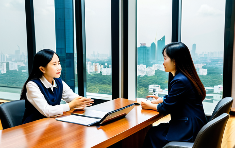 A professional Vietnamese male legal consultant and a European businesswoman, both fully clothed in modest business attire, are seated at a sleek conference table in a sunlit, modern office. The background features large windows overlooking a bustling Ho Chi Minh City skyline, conveying a sense of dynamic urban development. On the table are neatly organized legal documents, a tablet displaying charts, and a traditional Vietnamese tea set, symbolizing cultural integration. They are engaged in a professional discussion, with natural poses and expressive but appropriate gestures, reflecting serious contemplation and collaborative problem-solving. Cinematic lighting, professional photography, highly detailed, photorealistic, perfect anatomy, correct proportions, natural body proportions, well-formed hands, proper finger count. safe for work, appropriate content, fully clothed, professional dress, modest clothing, family-friendly.