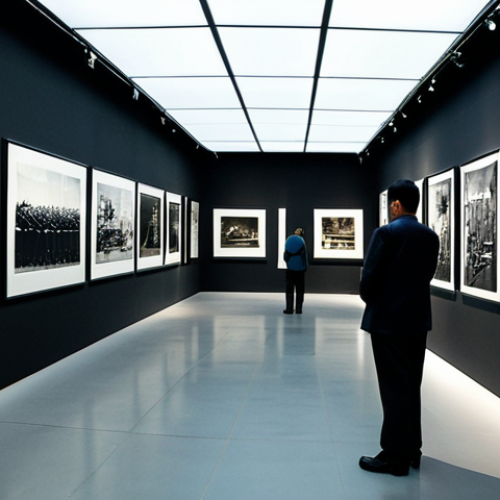 Home 8 War Remnants Museum - Photographic Exhibit**
"A spacious gallery in a museum, featuring powerful black and white photographs depicting scenes from a war. Visitors in modest clothing are viewing the images with somber expressions. The photographs are well-lit and professionally displayed. Perfect anatomy, correct proportions, natural pose. Safe for work, appropriate content, fully clothed, professional, family-friendly, high quality."
**