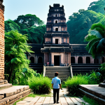**

"Majestic, weathered brick towers of My Son temple complex, partially overgrown with jungle foliage, soft morning light, clear sky, fully clothed tourists observing, appropriate attire, safe for work, perfect anatomy, correct proportions, natural pose, professional photography, high quality, family-friendly."

**