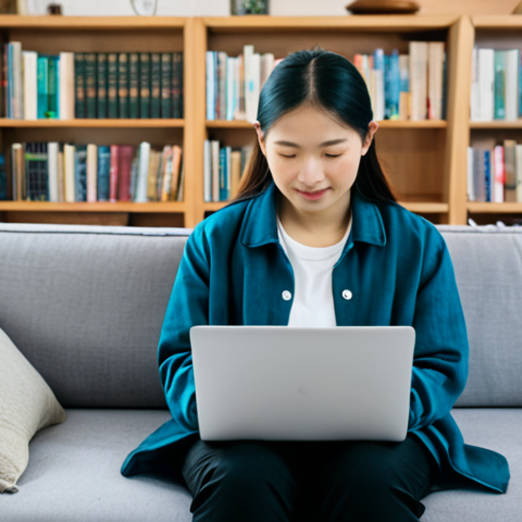 베트남어 발음 팁 - Immersive Learning**
A student sitting comfortably on a sofa in a brightly lit living room, wearing...
