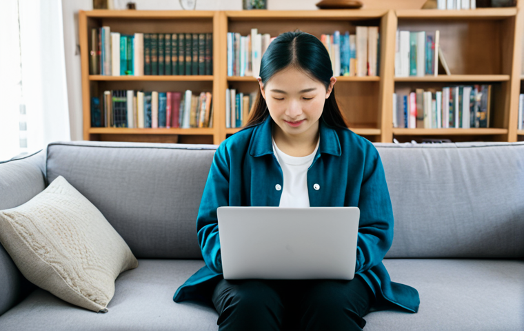 베트남어 발음 팁 - Immersive Learning**
A student sitting comfortably on a sofa in a brightly lit living room, wearing...