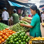 베트남 여성 경제 참여율 - **Prompt 1: Bustling Vietnamese Market Entrepreneur**
    "A vibrant, high-angle shot of a busy trad...